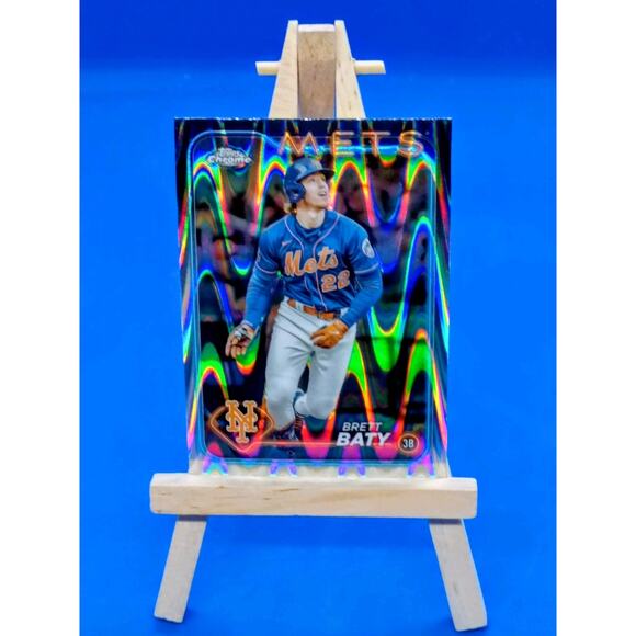 2025 Topps Chrome Brett Baty Ray Wave #17 New York Mets - Picture 1 of 3